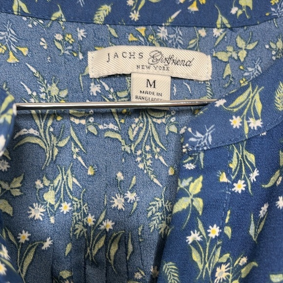 Jachs Girlfriend Blue Floral Button Blouse Women Size M - Picture 2 of 7